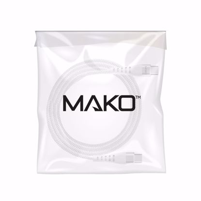Picture of Mako Mako USB-C to USB-C 60W USB 2.0 2M Nylon Cable in White in Bulk