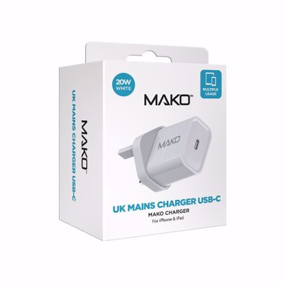 Picture of Mako Mako 20W UK Mains Charger for USB-C in White